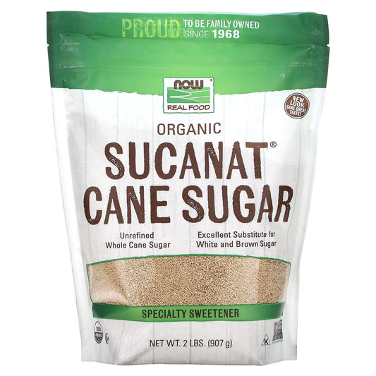 NOW Foods, Real Food, Organic Sucanat Cane Sugar, 2 lbs (907 g) - Image 1