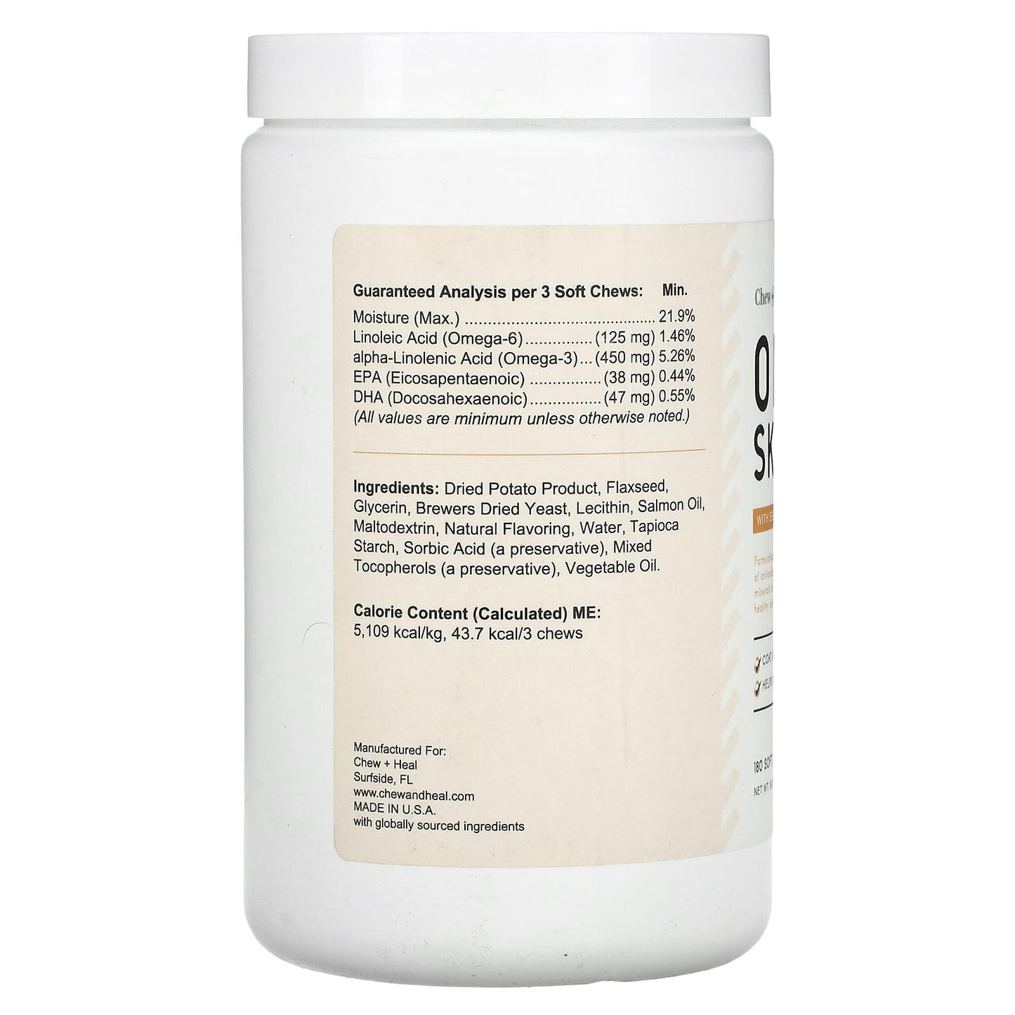 Omega Skin & Coat Supplement for Dogs & Cats - 180 Soft Chews - Image 2