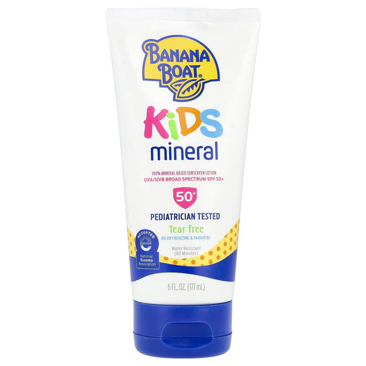 Banana Boat Kids Mineral Sunscreen Lotion, SPF 50+, 6 fl oz (177 ml) - Image 1