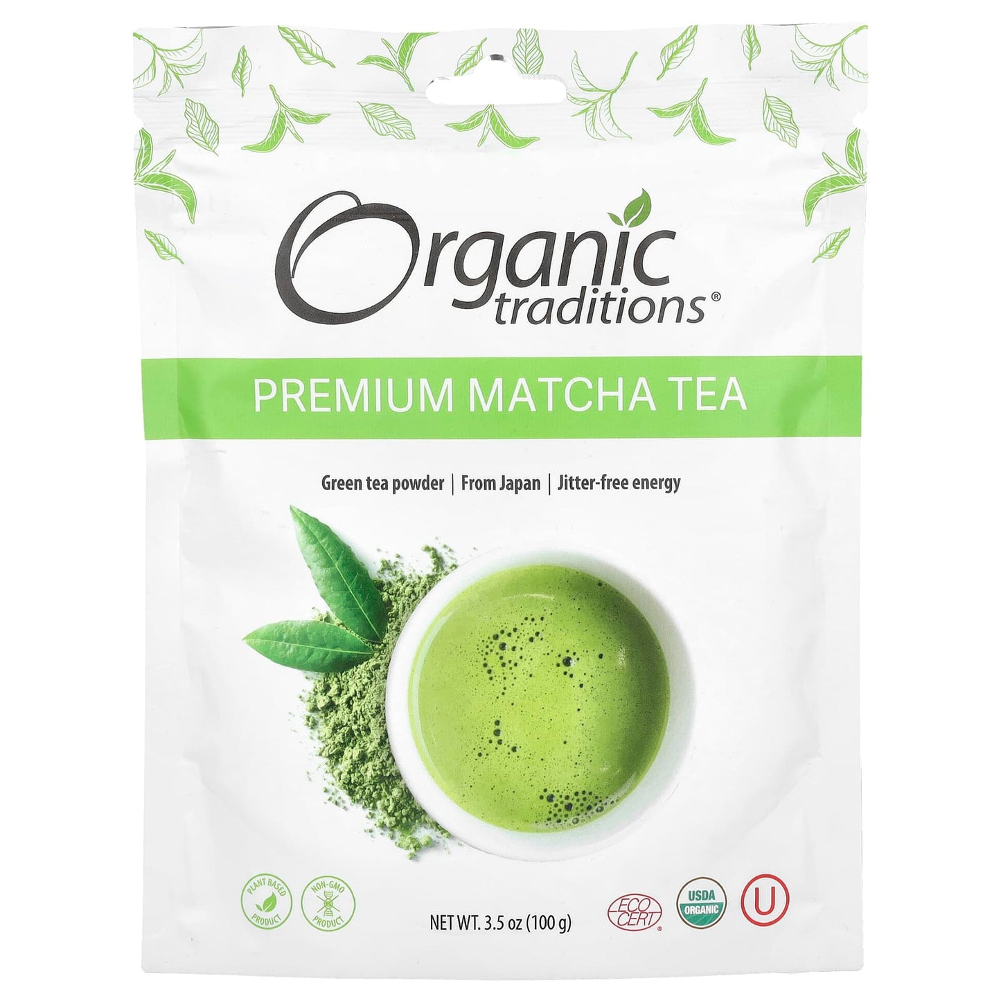 Organic Traditions, Premium Matcha Tea, 3.5 oz (100 g) - Image 1
