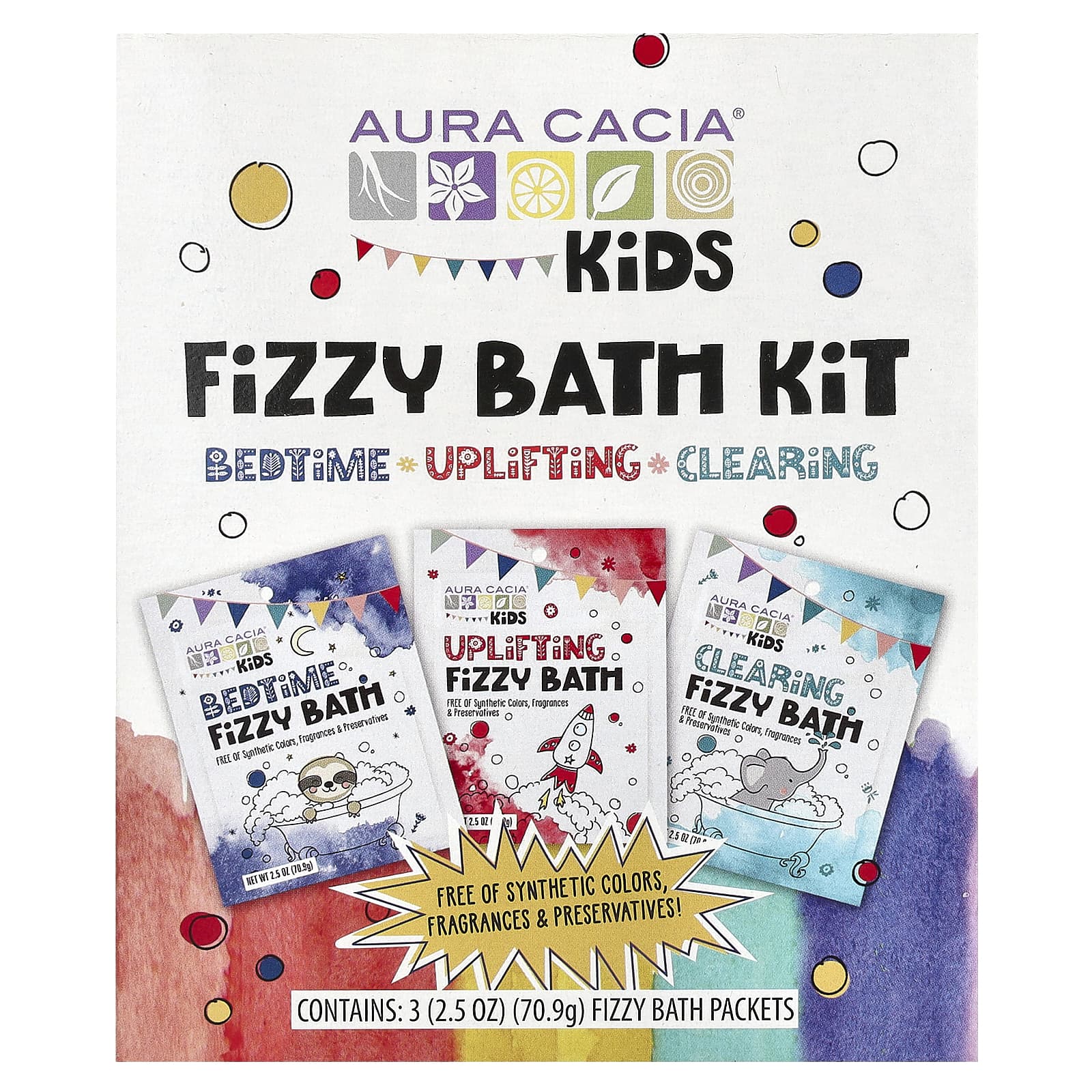 Aura Cacia Kids Fizzy Bath Kit - Soothing & Fun - Image 1