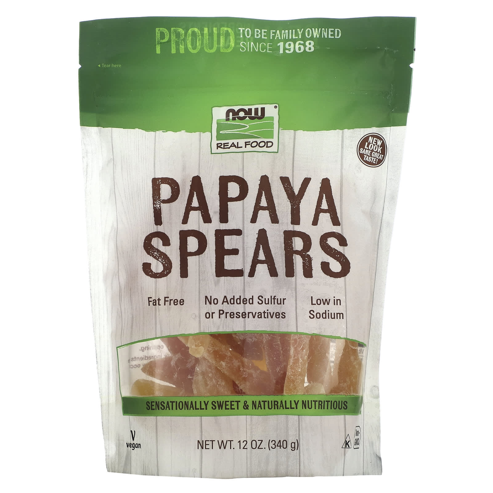 NOW Foods, Real Food, Papaya Spears, 12 oz (340 g) - Image 1