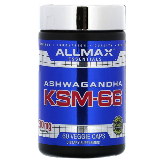 ALLMAX, Essentials, Ashwagandha KSM-66, 60 Veggie Caps (300 mg per Capsule)