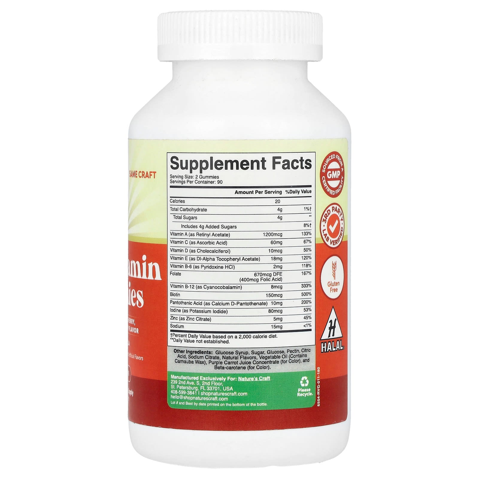 Nature's Craft, Multivitamin Gummies, Orange, Cherry, Strawberry, 180 Gummies - Image 2