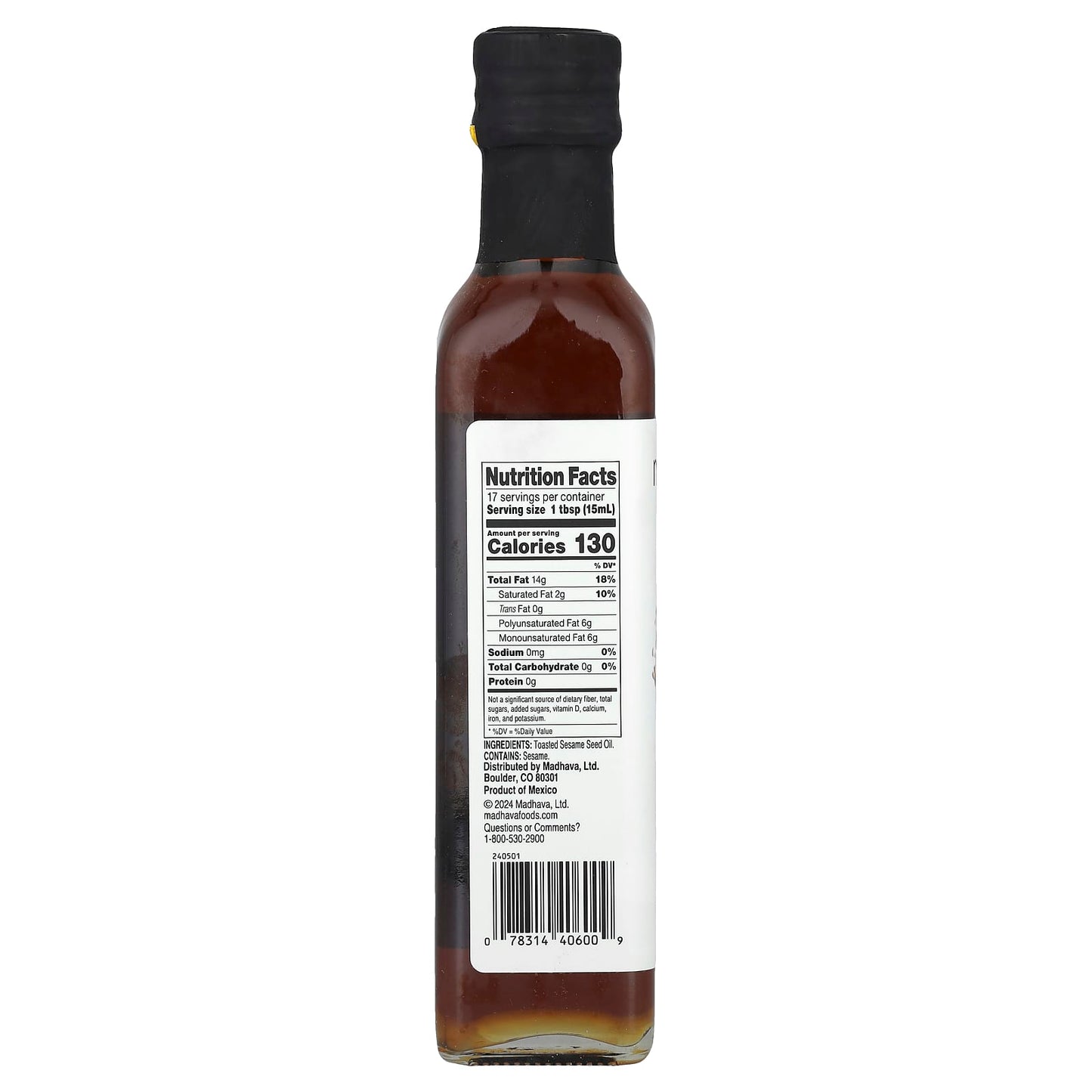 Madhava, Toasted Sesame Oil, 8.45 fl oz (250 ml) - Image 2