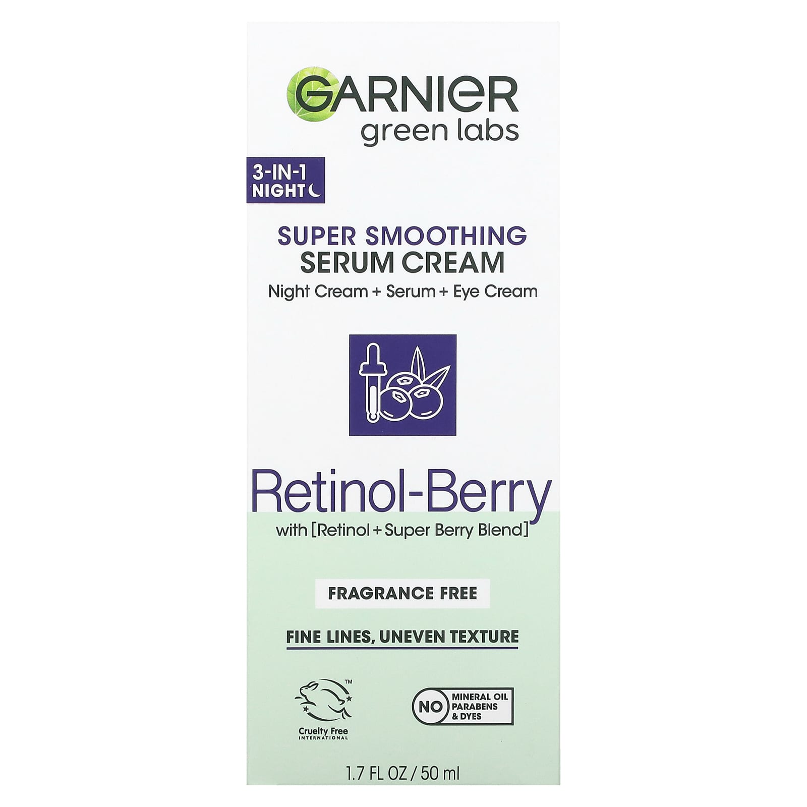 Garnier Green Labs Super Smoothing Serum Cream, Retinol-Berry, Fragrance Free, 50ml - Image 2