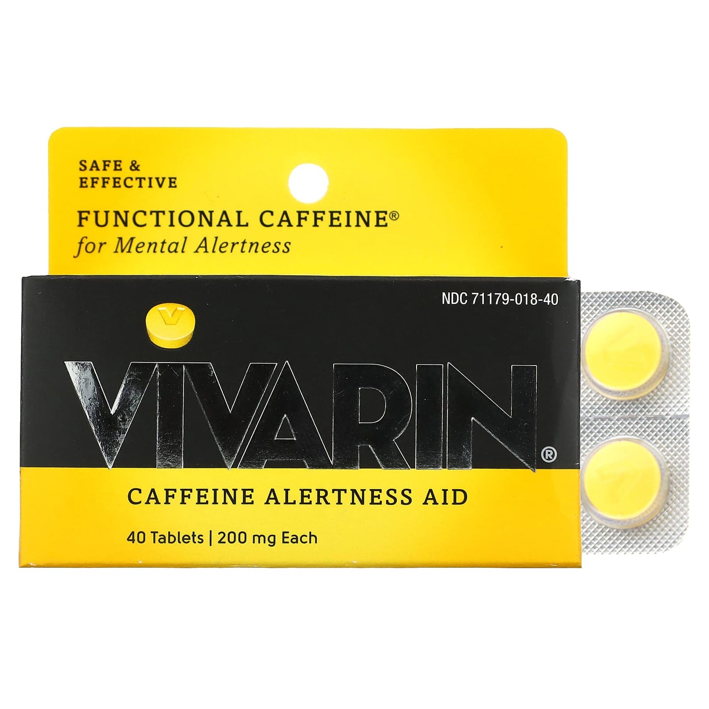 Vivarin, Caffeine Alertness Aid, 200 mg, 40 Tablets - Image 1