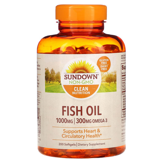 Sundown Naturals, Fish Oil, 1,000 mg, 200 Softgels - Image 1
