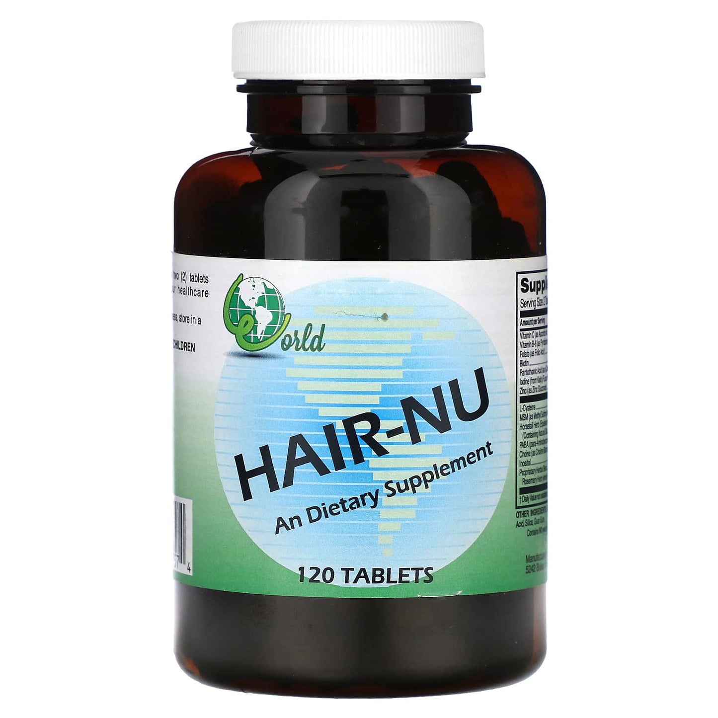 World Organic, HAIR-NU, 120 Tablets - Image 1