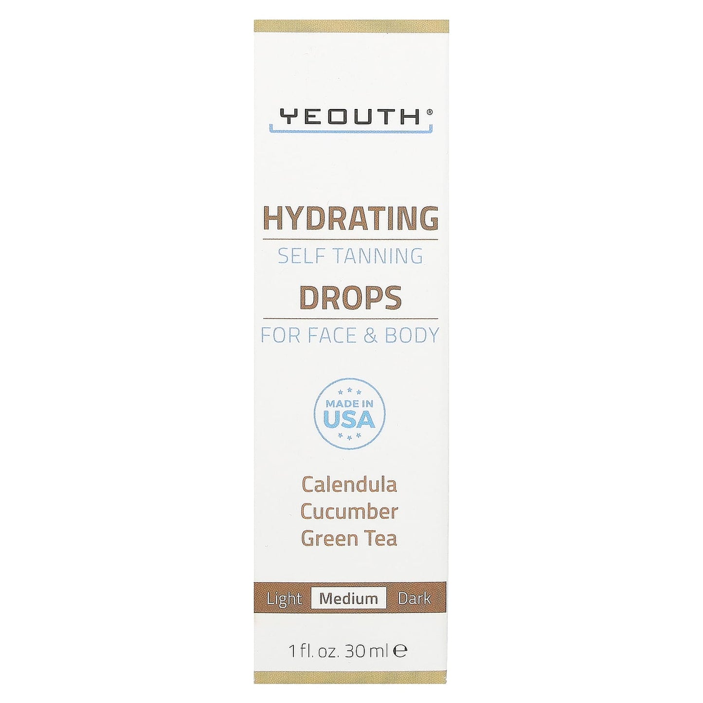 YEOUTH, Hydrating Self Tanning Drops, For Face & Body, Medium, 1 fl oz (30 ml) - Image 2