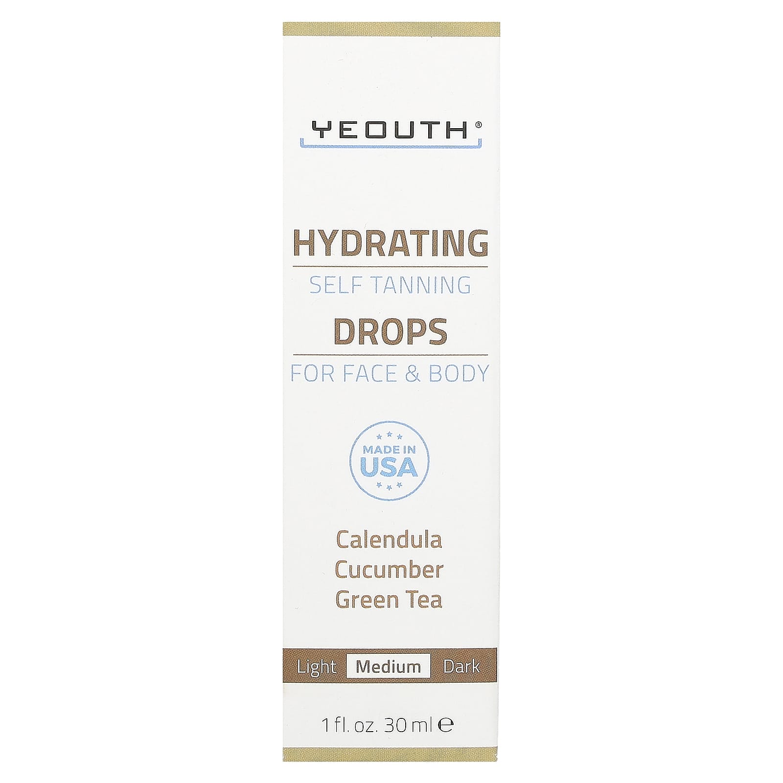 YEOUTH, Hydrating Self Tanning Drops, For Face & Body, Medium, 1 fl oz (30 ml) - Image 2