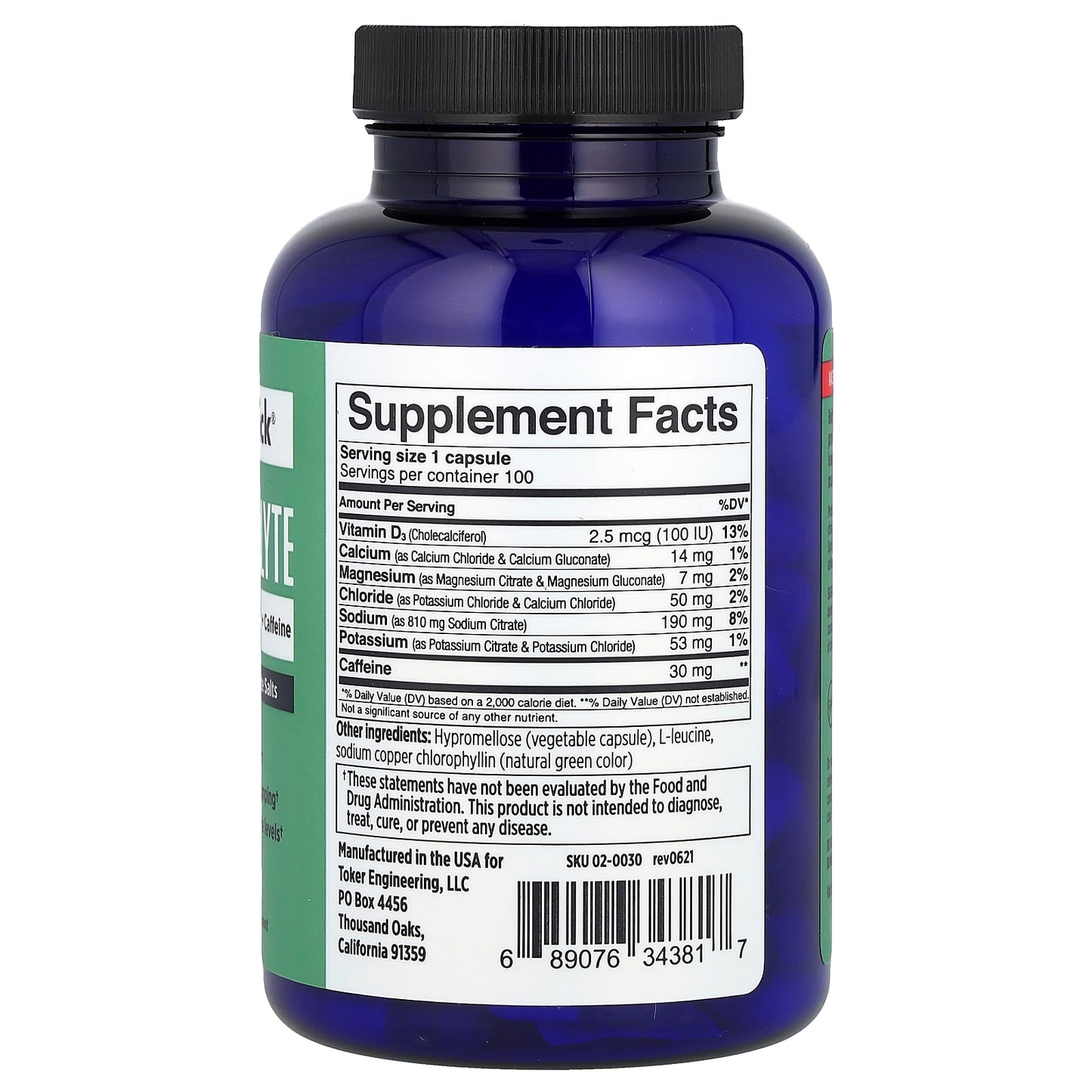 SaltStick, Electrolyte Caps Plus Caffeine, 100 Vegetarian Capsules - Image 2