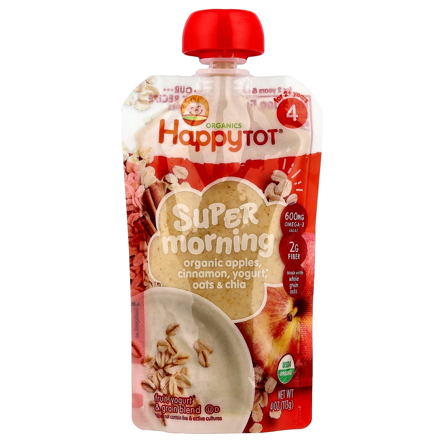 Happy Family Organics Super Morning Toddler Food, USDA Organic, 4 oz (113g) - Image 1