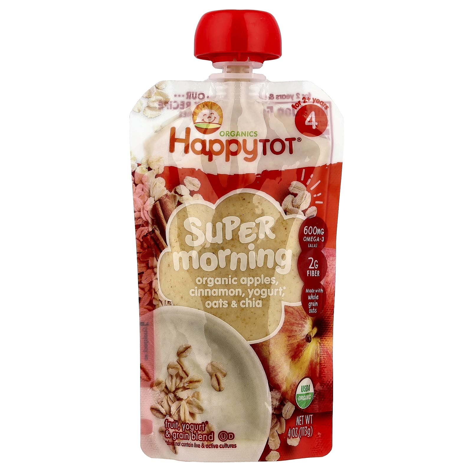 Happy Family Organics Super Morning Toddler Food, USDA Organic, 4 oz (113g) - Image 1