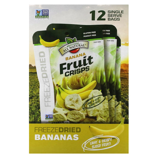 Brothers-All-Natural Freeze-Dried Fruit Crisps, Banana, 12 Single Serve Bags - Image 1