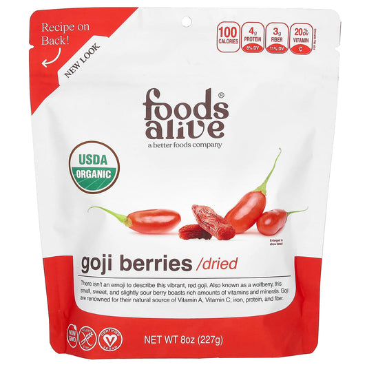 Certified Organic Goji Berries, High in Vitamins A & C, 8 oz - Image 1