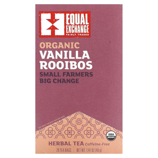 Organic Vanilla Rooibos Tea - Fair Trade, Caffeine-Free, 20 Tea Bags - Image 1