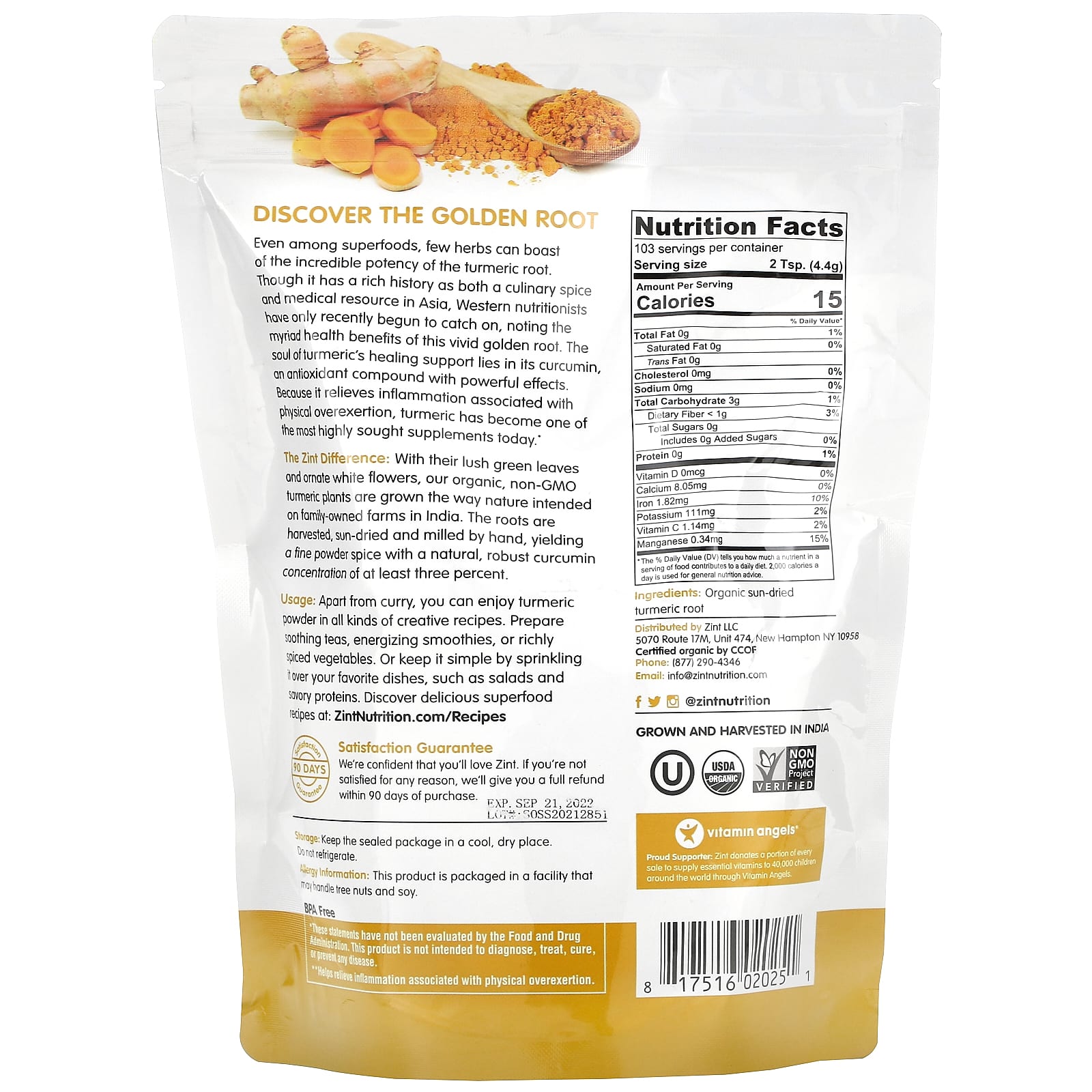 Zint, Turmeric Organic Powder, 16 oz (454 g) - Image 2