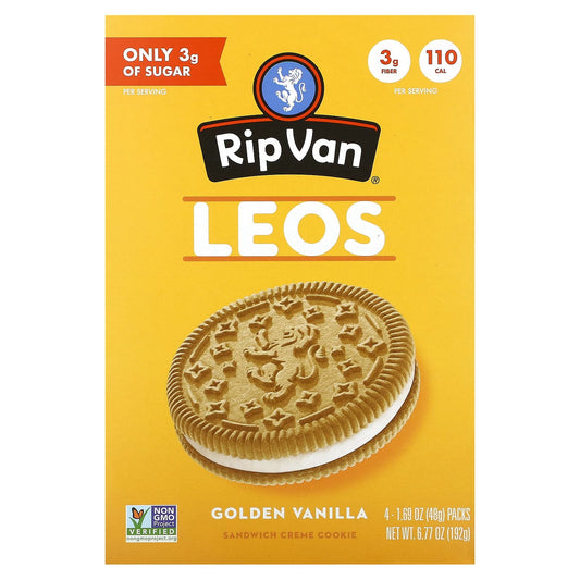 Rip Van Wafels, Leos, Golden Vanilla, 4 Packs, 1.69 oz (48 g) Each - Image 1