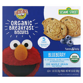 Earth's Best Organic Blueberry Breakfast Biscuits, 10 Whole Grains, Non-GMO