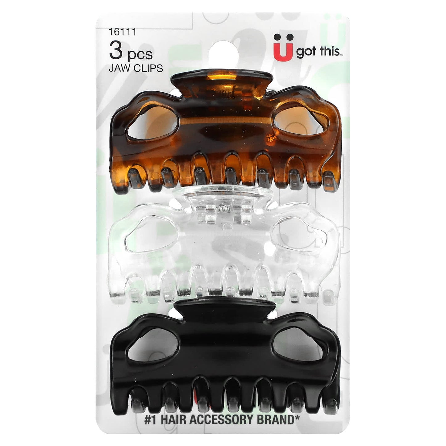 Scunci, Jaw Clips, Assorted Colors, 3 Pieces - Image 1