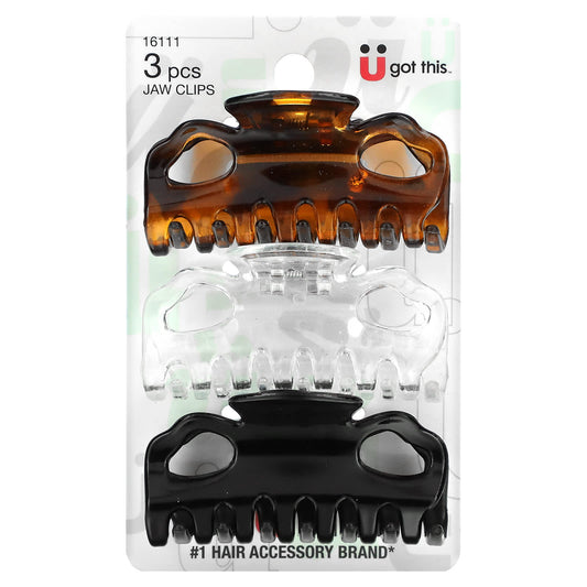 Scunci, Jaw Clips, Assorted Colors, 3 Pieces - Image 1