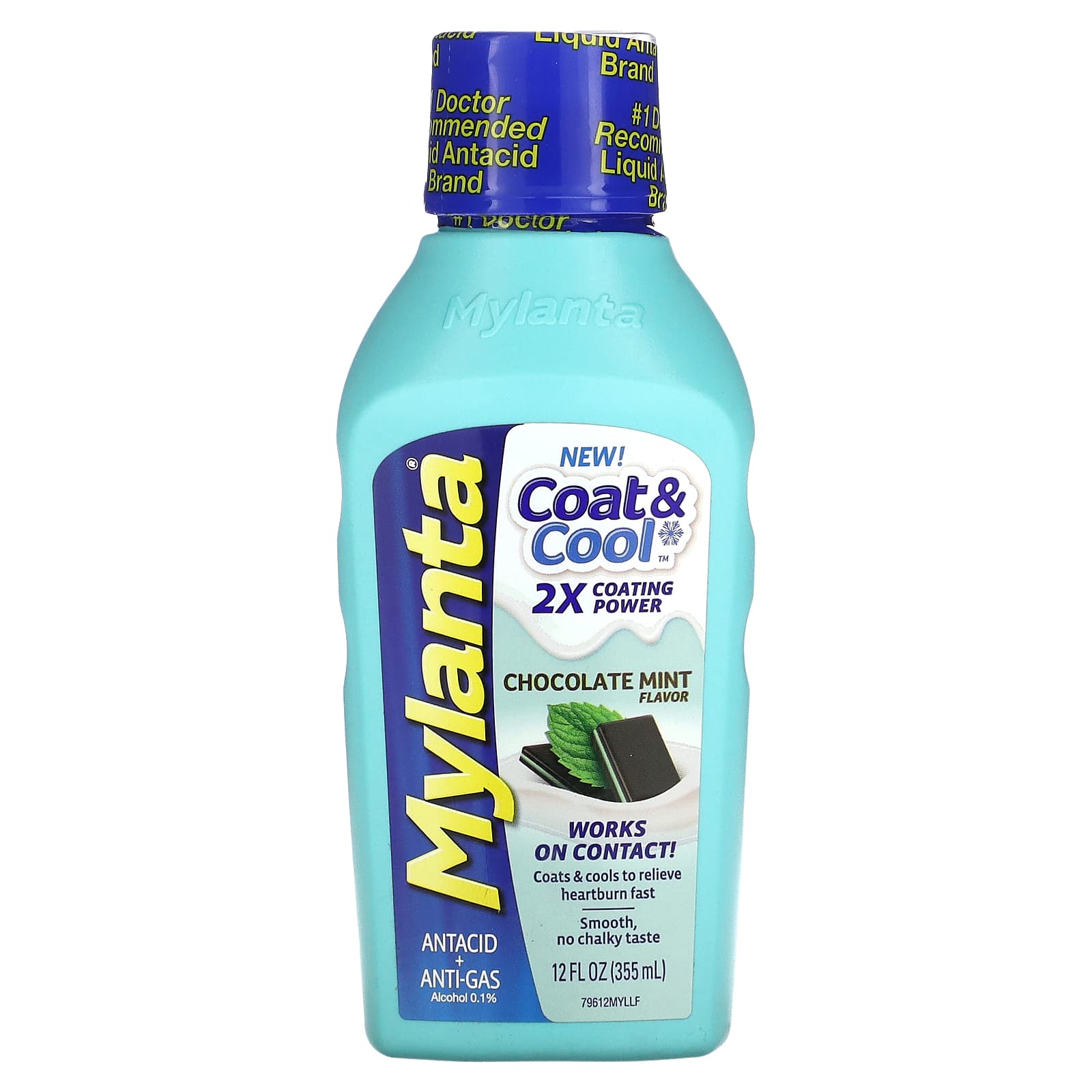 Mylanta, Coat & Cool Antacid + Anti-Gas, Chocolate Mint, 12 fl oz (355 ml) - Image 1