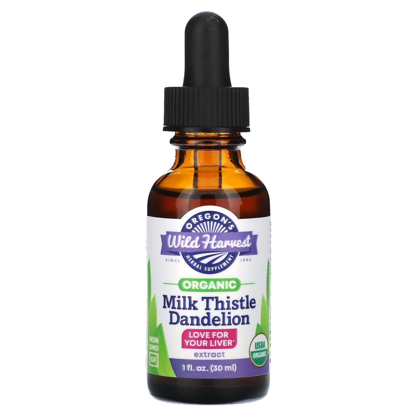 Oregon's Wild Harvest, Organic Milk Thistle Dandelion Extract, 1 fl oz (30 ml) - Image 1