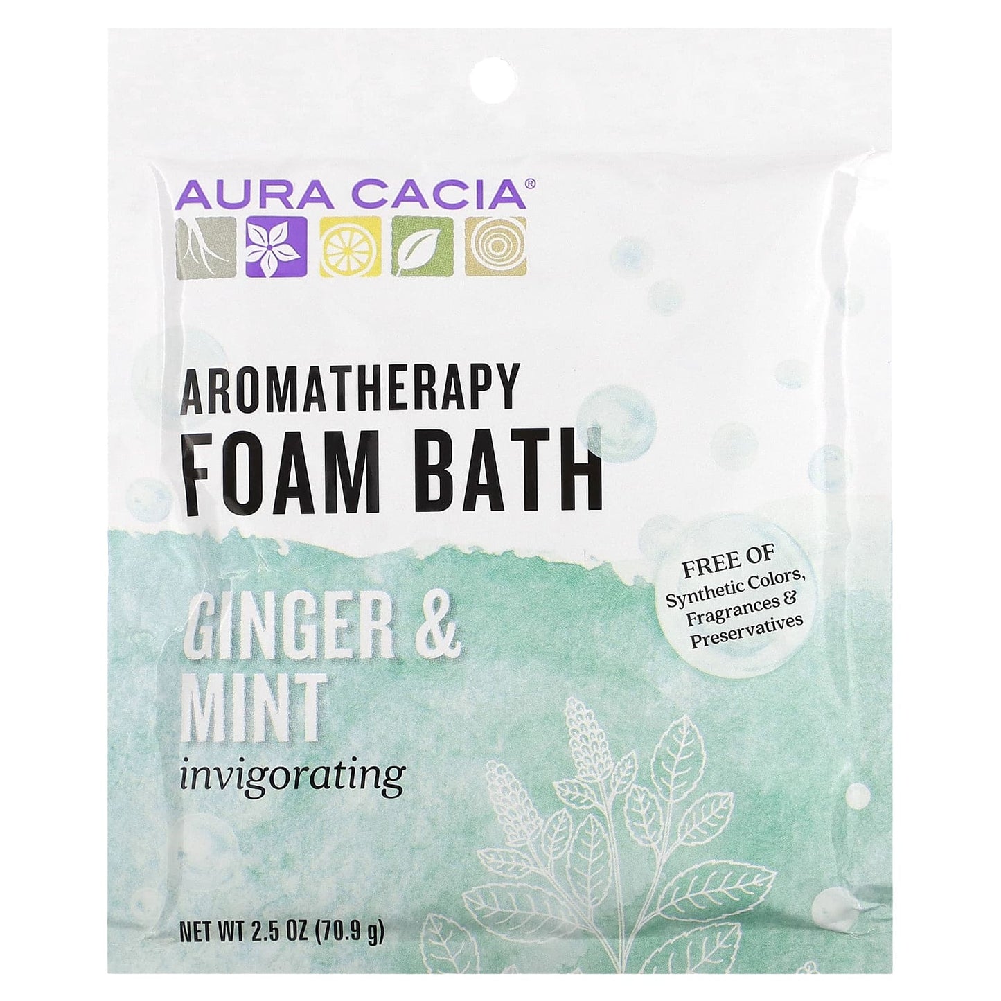 Invigorating Ginger & Mint Aromatherapy Foam Bath by Aura Cacia, 2.5 oz - Image 1