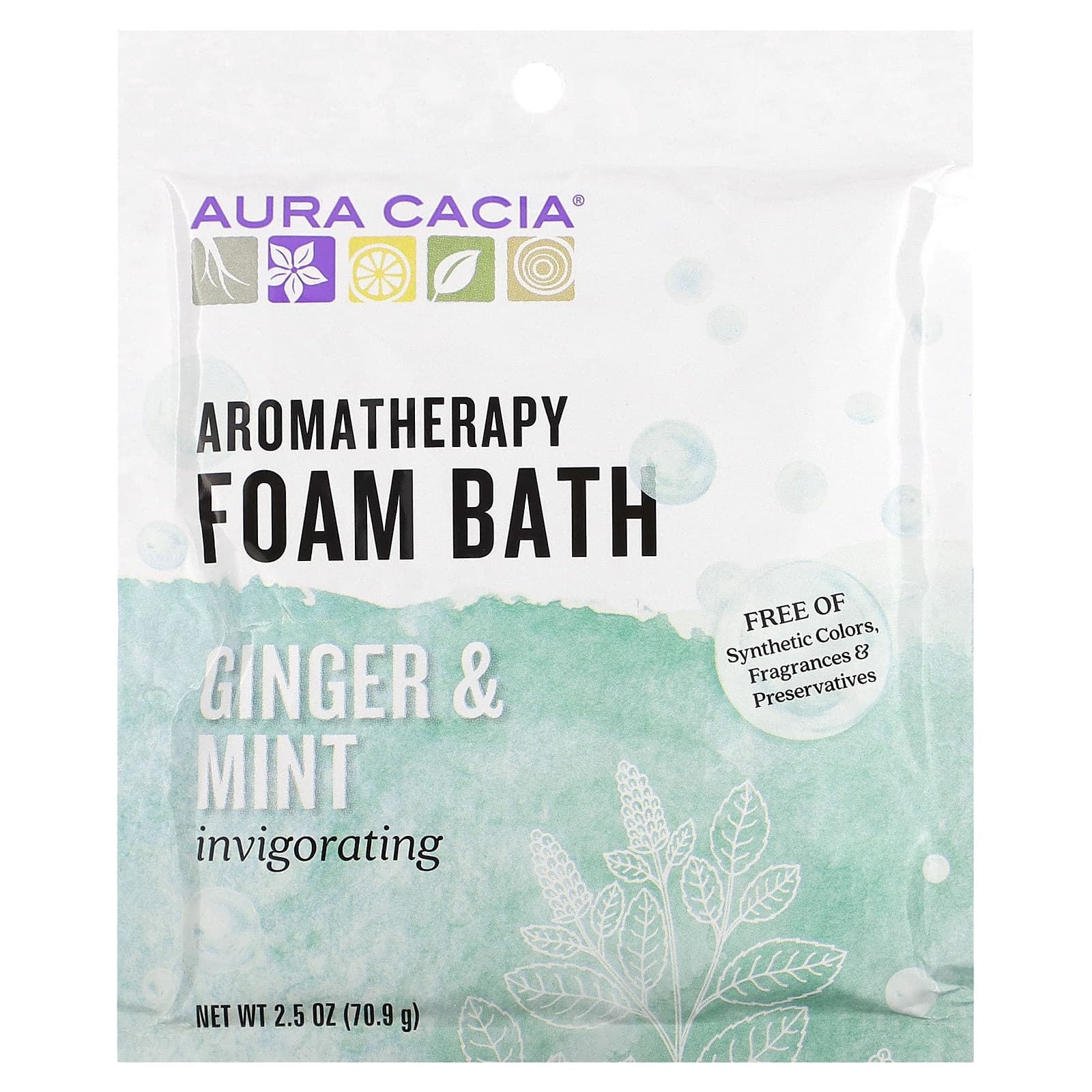 Invigorating Ginger & Mint Aromatherapy Foam Bath by Aura Cacia, 2.5 oz - Image 1