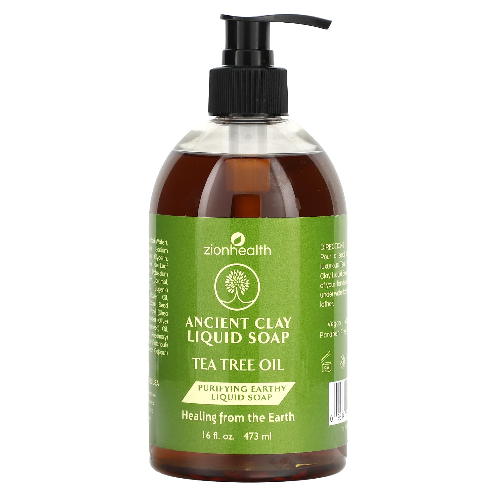 Zion Health, Ancient Clay Liquid Soap, Tea Tree Oil, 16 fl oz (473 ml) - Image 1