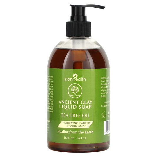 Zion Health, Ancient Clay Liquid Soap, Tea Tree Oil, 16 fl oz (473 ml) - Image 1