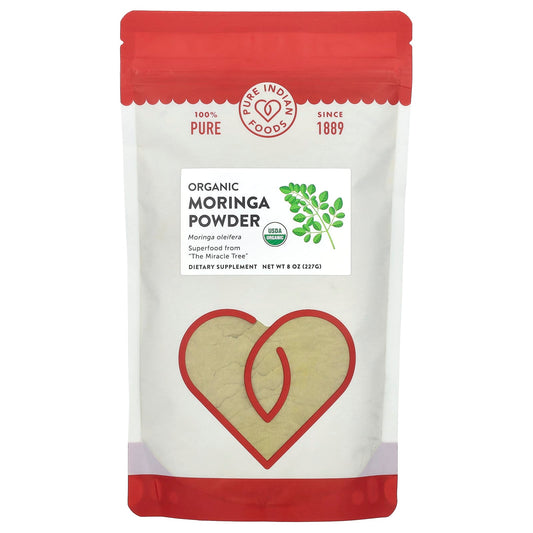 Pure Indian Foods, Organic Moringa Powder, 8 oz (227 g) - Image 1