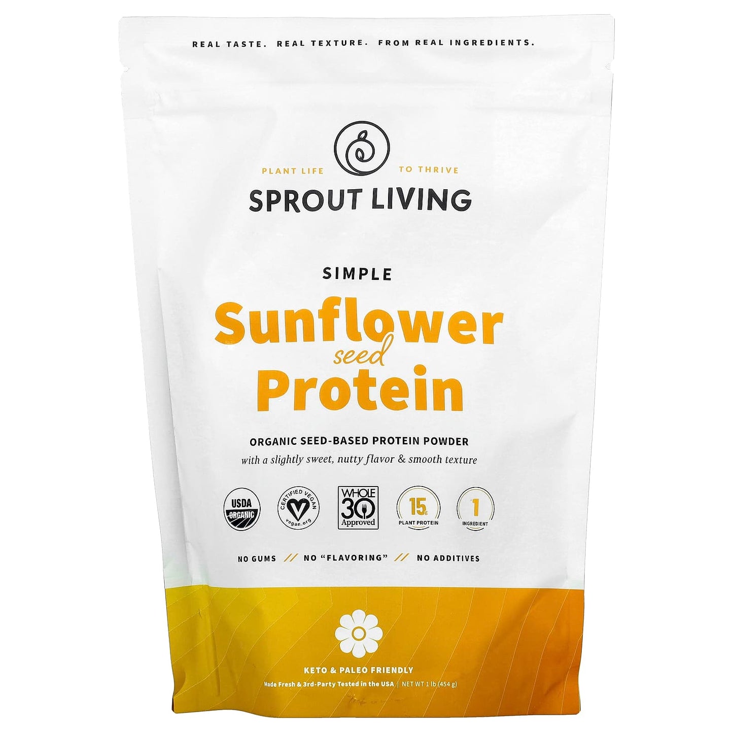 Sprout Living, Simple Sunflower Seed Protein, 1 lb (454 g) - Image 1