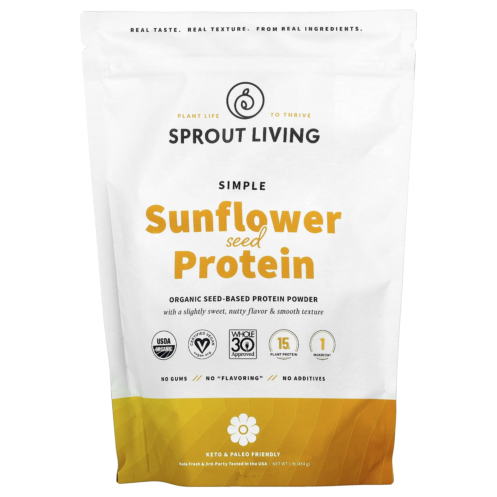 Sprout Living, Simple Sunflower Seed Protein, 1 lb (454 g) - Image 1
