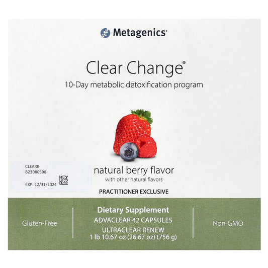 Metagenics, Clear Change, 10-Day Metabolic Detoxification Program, Natural Berry, 3 Piece Kit - Image 1