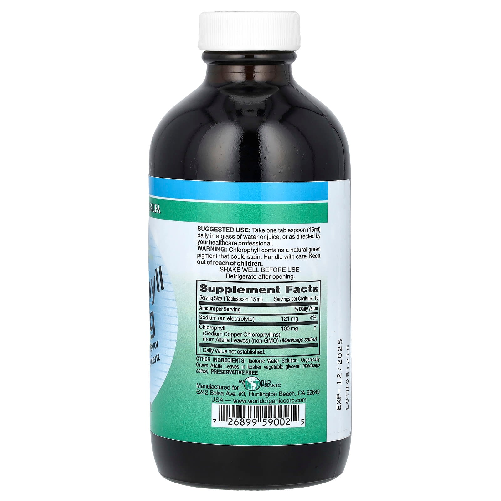 World Organic, Liquid Chlorophyll, 100 mg, 8 fl oz (237 ml) - Image 2