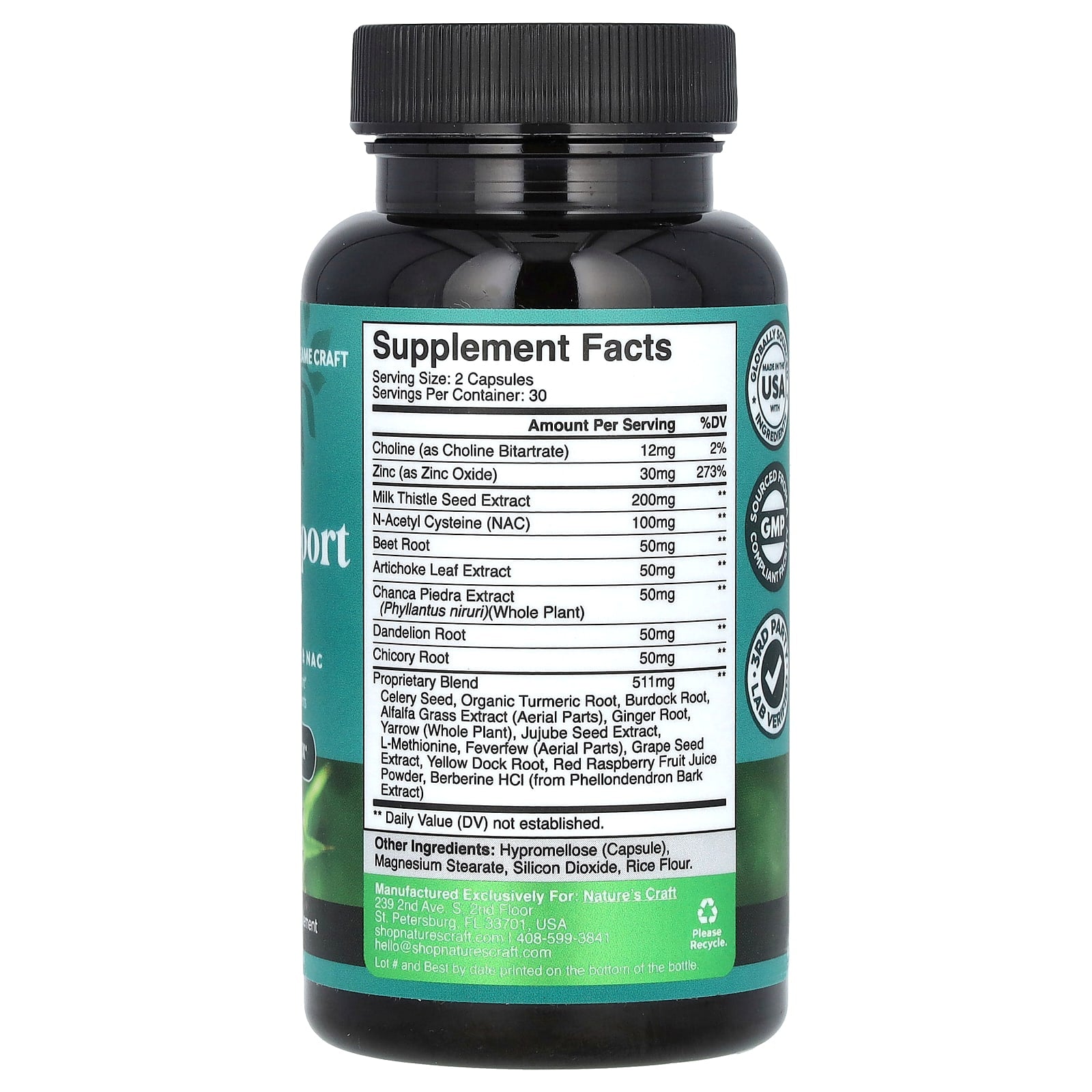 Nature's Craft, Liver Support + NAC with Milk Thistle, 60 Capsules - Image 2