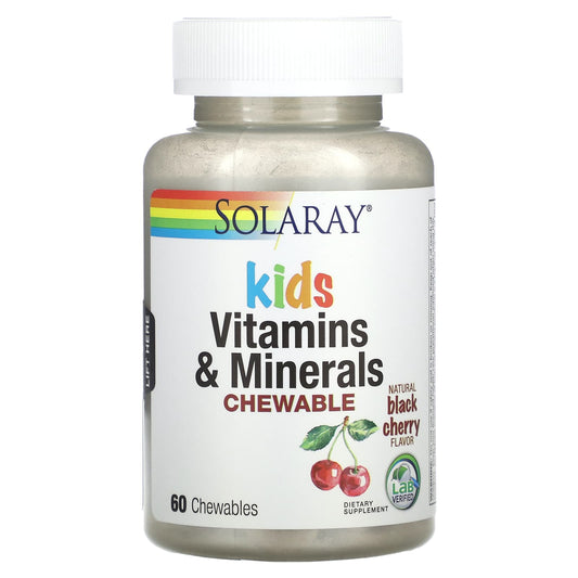Solaray, Kids Vitamins & Minerals Chewable, Natural Black Cherry, 60 Chewables - Image 1