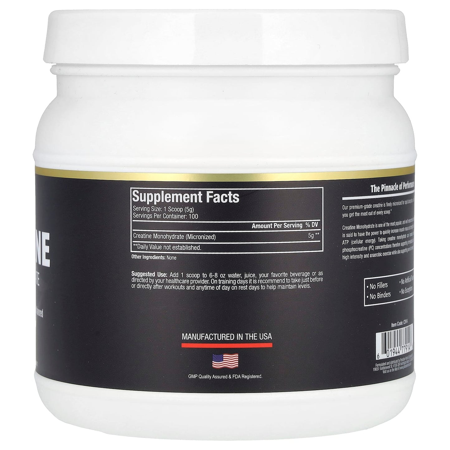 Paradise Herbs, Creatine Monohydrate, Unflavored, 500 g - Image 2