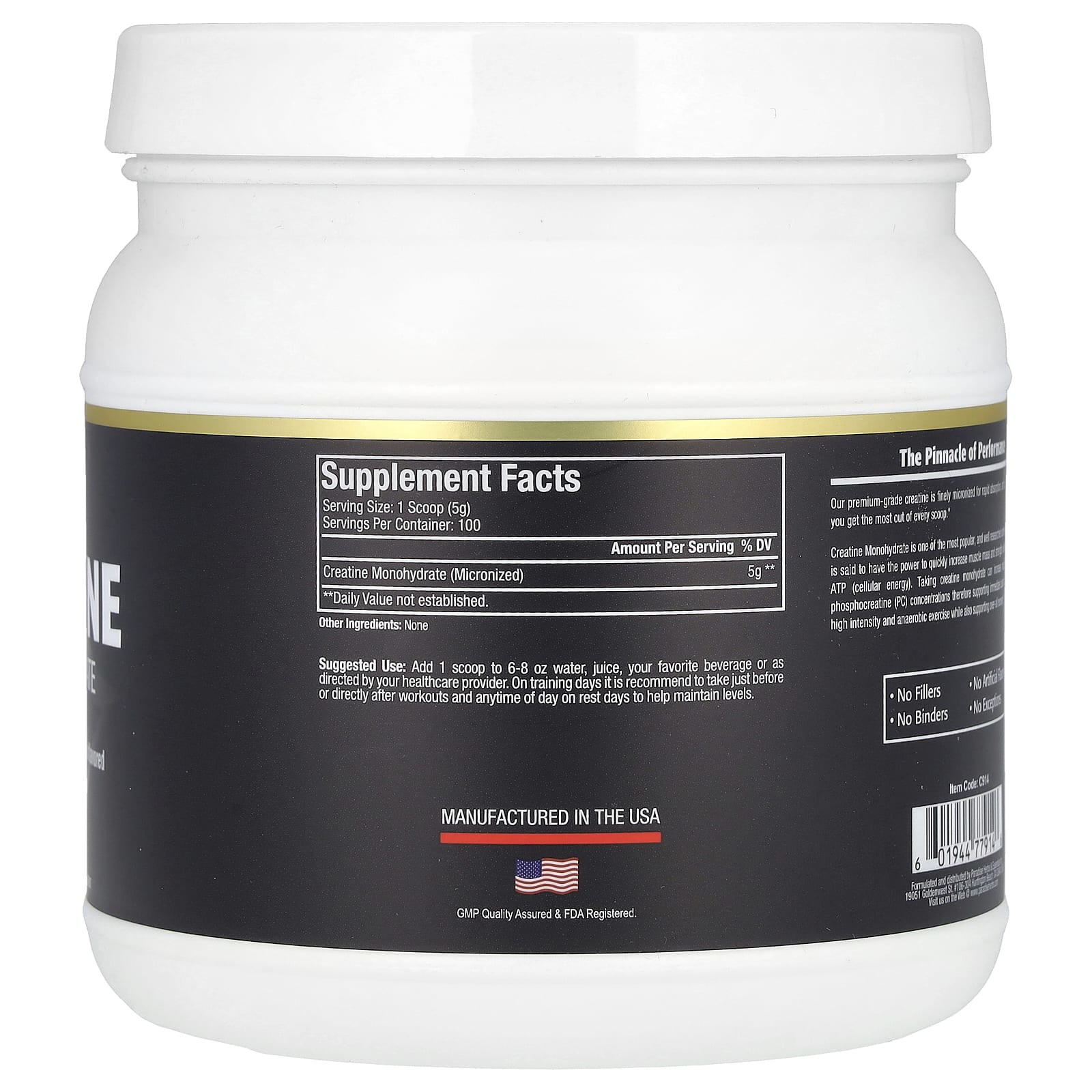 Paradise Herbs, Creatine Monohydrate, Unflavored, 500 g - Image 2