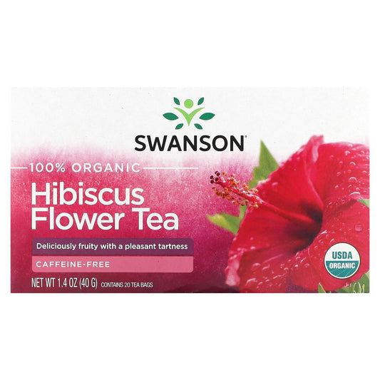 Swanson, Hibiscus Flower Tea, Caffeine-Free, 20 Tea Bags, 1.4 oz (40 g) - Image 1