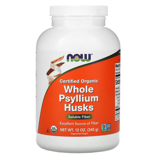 NOW Foods, Certified Organic Whole Psyllium Husks, 12 oz (340 g) - Image 1