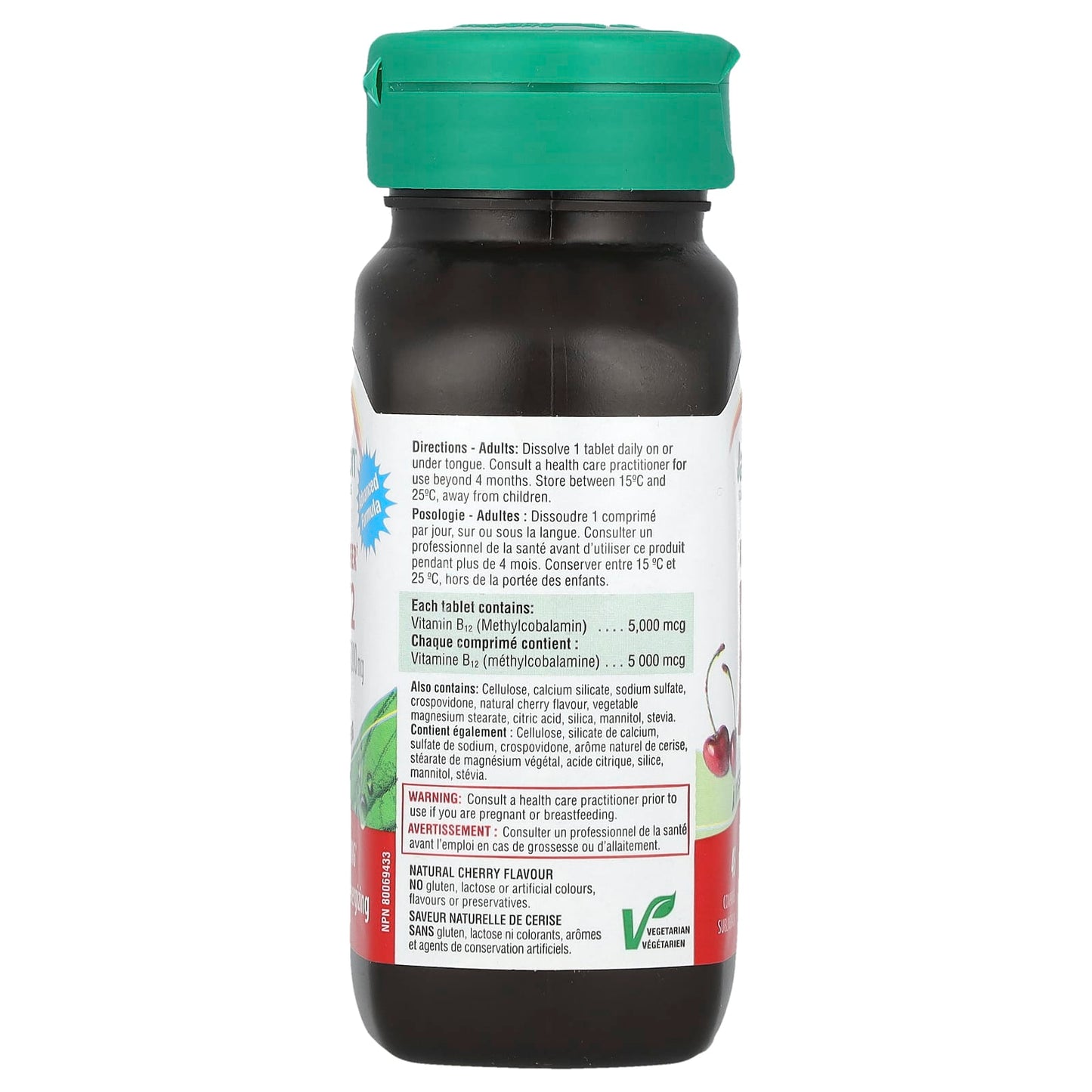Jamieson Vitamins, 45-Count B12 Sublingual Tablets, 5,000 mcg, Natural Cherry Flavor - Image 2