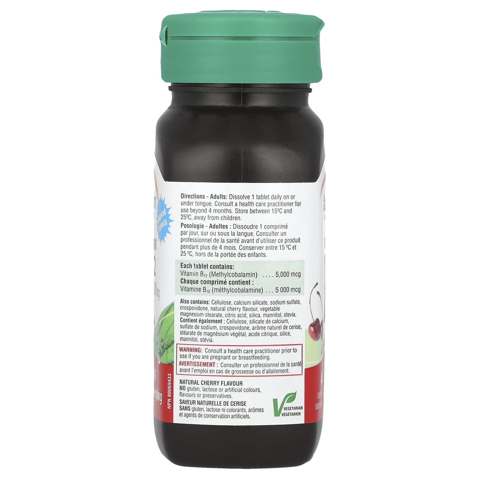 Jamieson Vitamins, 45-Count B12 Sublingual Tablets, 5,000 mcg, Natural Cherry Flavor - Image 2