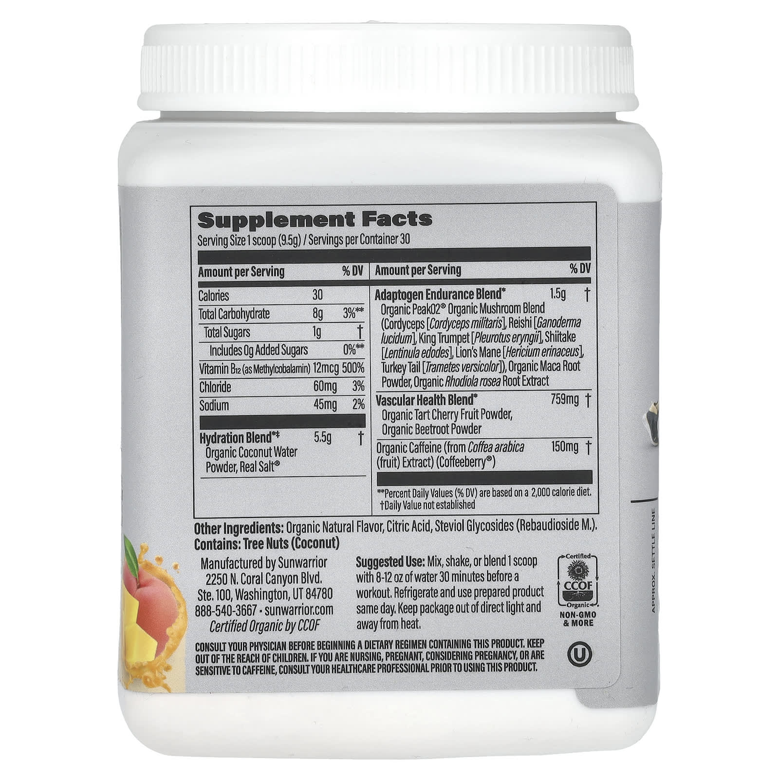 Sunwarrior, Sport, Active Energy Pre Workout, Peachy Mango, 10 oz (285 g) - Image 2