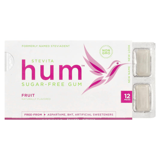 Stevita, Hum™, Sugar-Free Gum, Fruit, 12 Pieces - Image 1