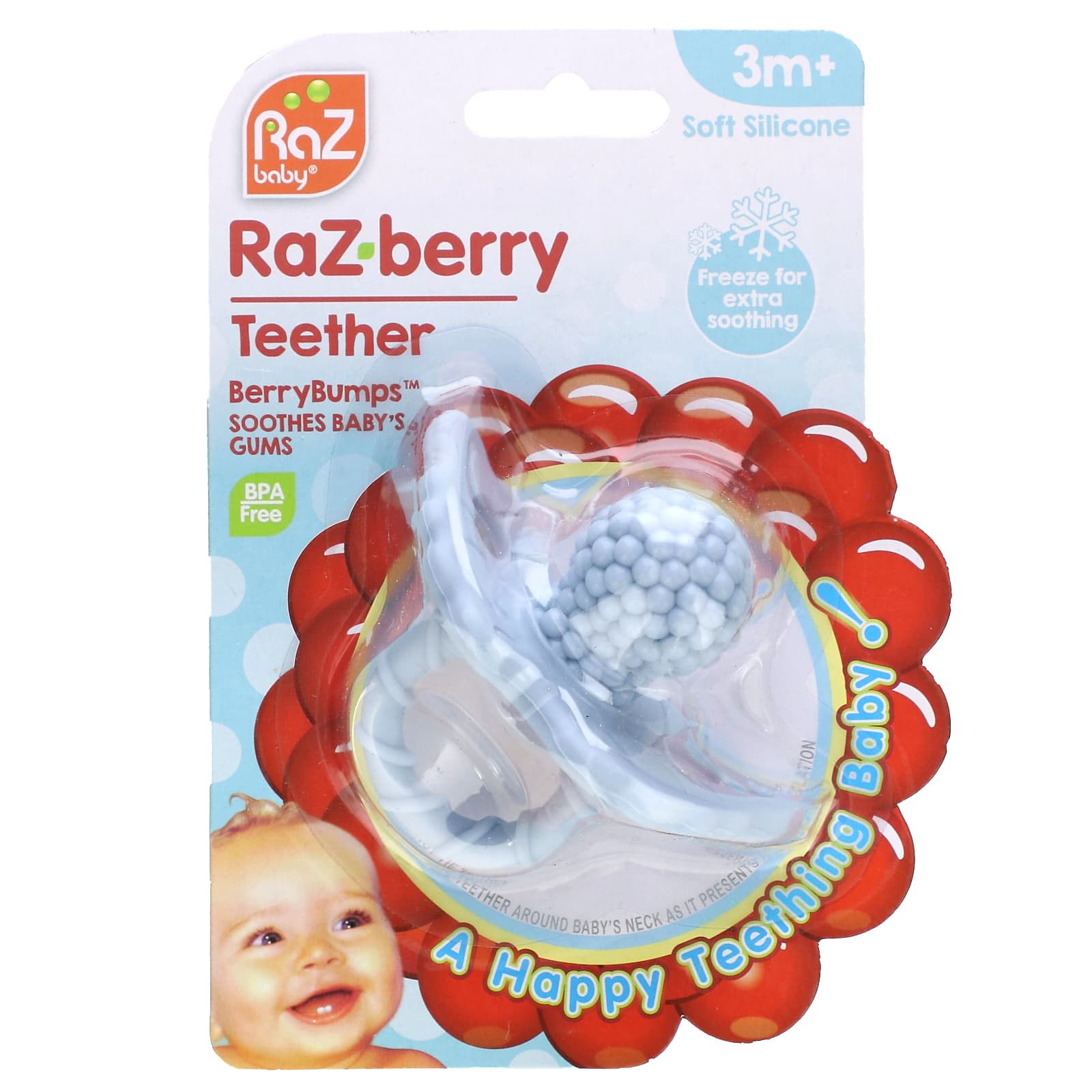 RaZbaby, RaZ-berry Teether, 3 Months+, Blue, 1 Count - Image 1