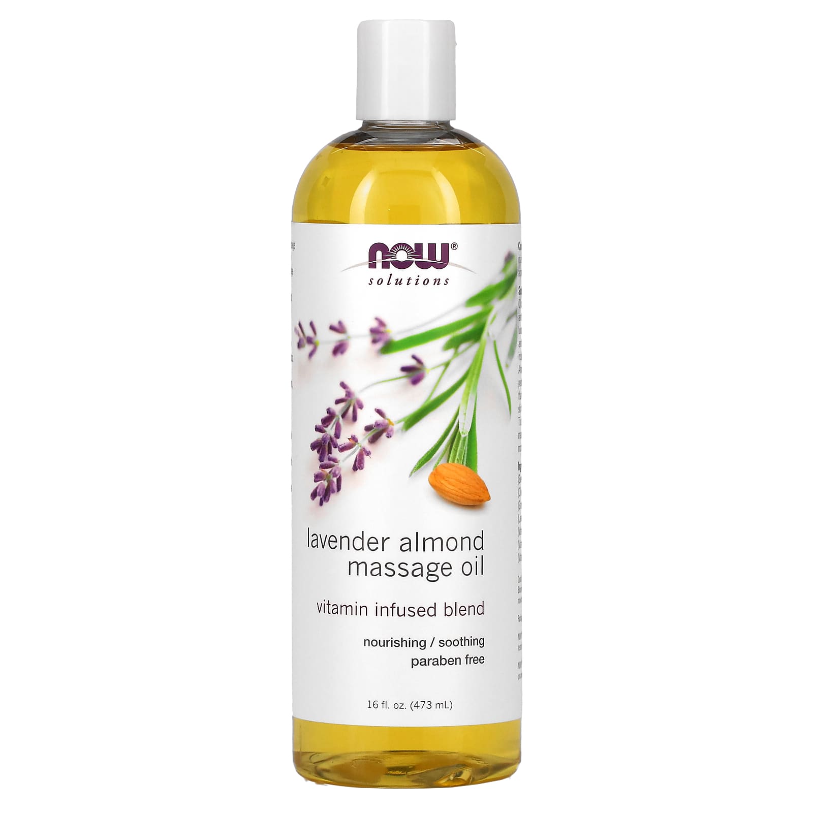 NOW Foods, Solutions, Lavender Almond Massage Oil, 16 fl oz (473 ml) - Image 1