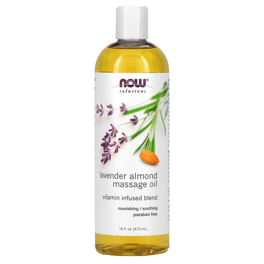 NOW Foods, Solutions, Lavender Almond Massage Oil, 16 fl oz (473 ml) - Image 1